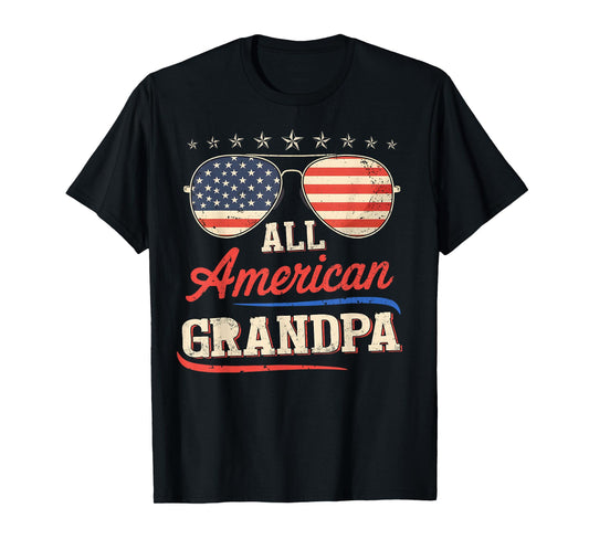 All American Grandpa Patriotic USA Flag Sunglasses Vintage T-Shirt