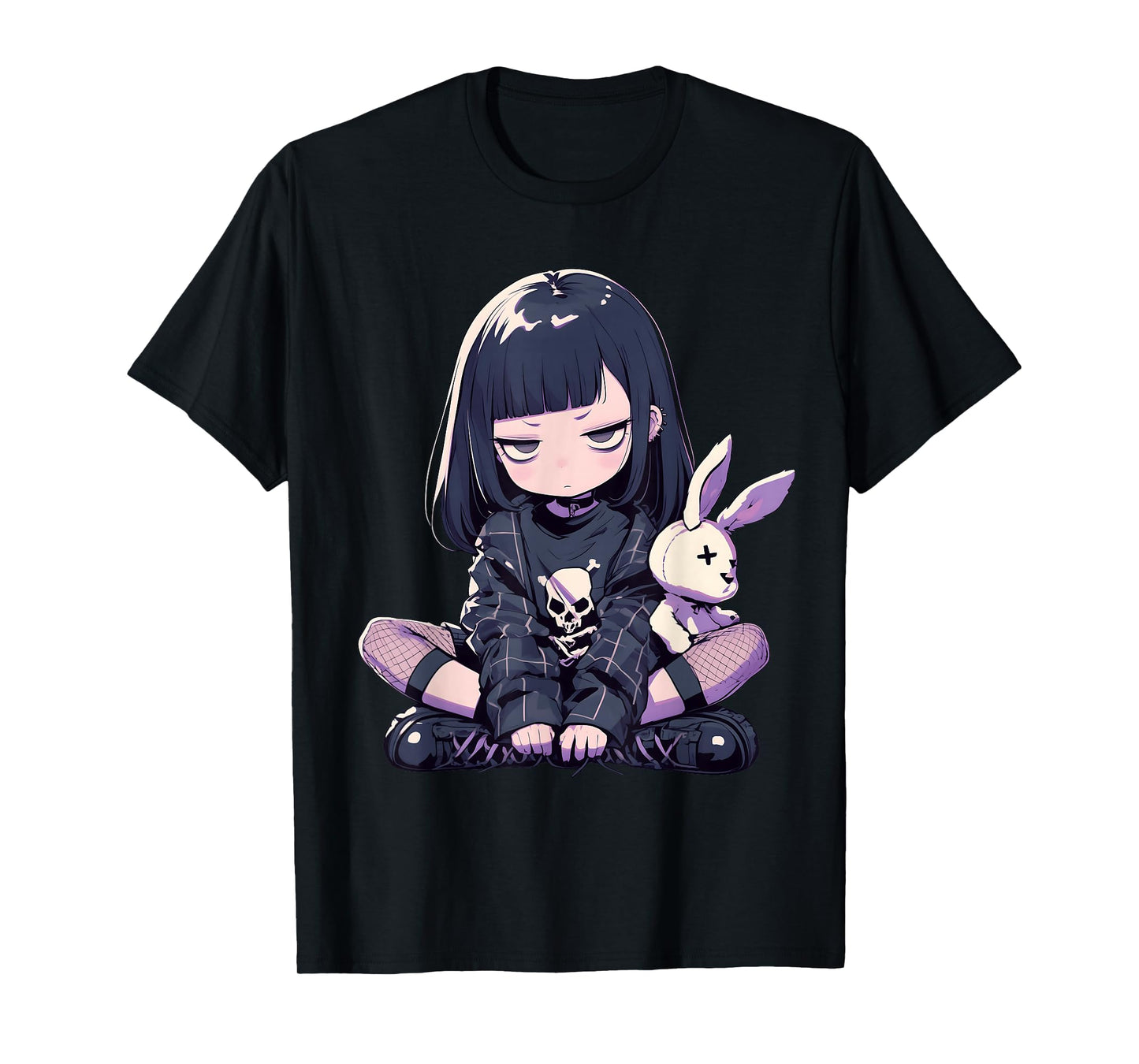 Grunge Goth Bunny Anime Girl Cute E-Girl Gothic Outfit T-Shirt