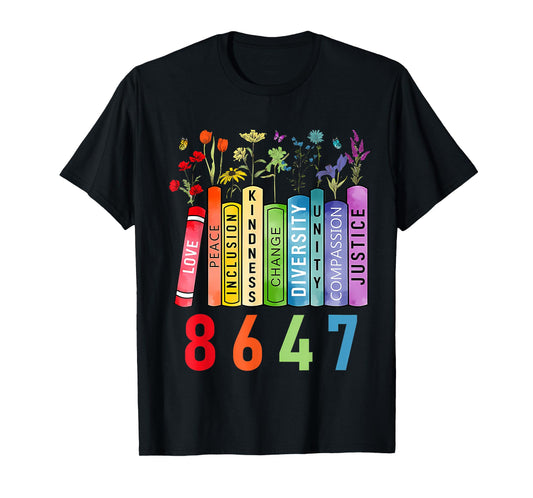 8647 Equal Rights Book Flower Trump Women Rights Feminist T-Shirt