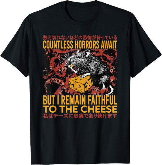 Faithful To The Cheese Vintage Japanese Tokyo Horror Rat T-Shirt