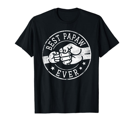 Best Papaw Ever - Fist Bump Circle Emblem Design Papaw T-Shirt