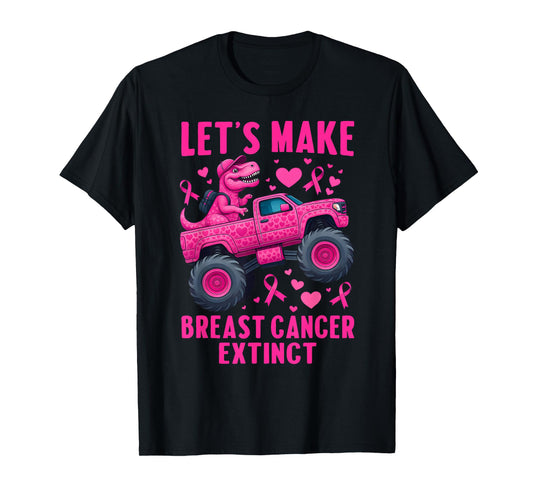 Lets Make Breast Cancer Extinct Pink Dinosaur Kids Boys Girl T-Shirt