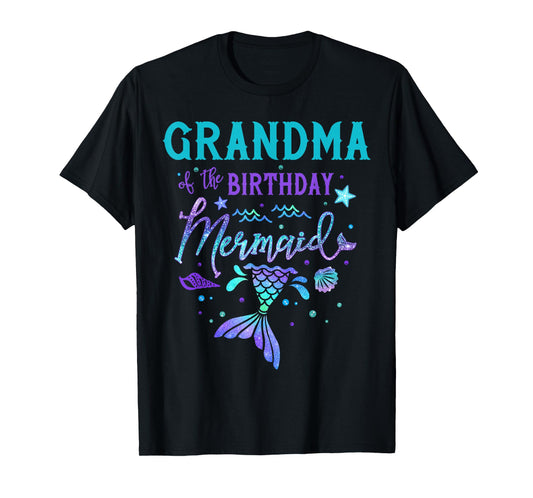 Grandma Of The Birthday Mermaid Theme Party Squad Security T-Shirt