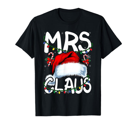 Mr and Mrs Claus Couples Matching Christmas Pajamas Santa T-Shirt