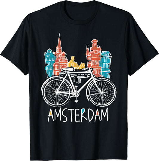 Amsterdam T-Shirt Retro Netherlands Bicycle Bike Gift T-Shirt