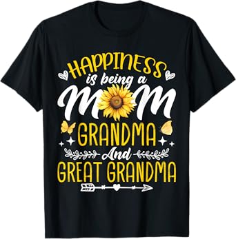Mom Grandma Great Grandma Mother's Day 2025 Sunflower Women T-Shirt