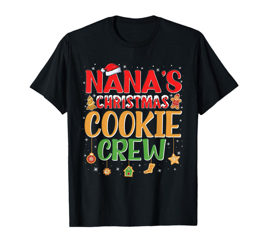 Nana's Christmas Cookie Crew For Grandkids Family Baking T-Shirt