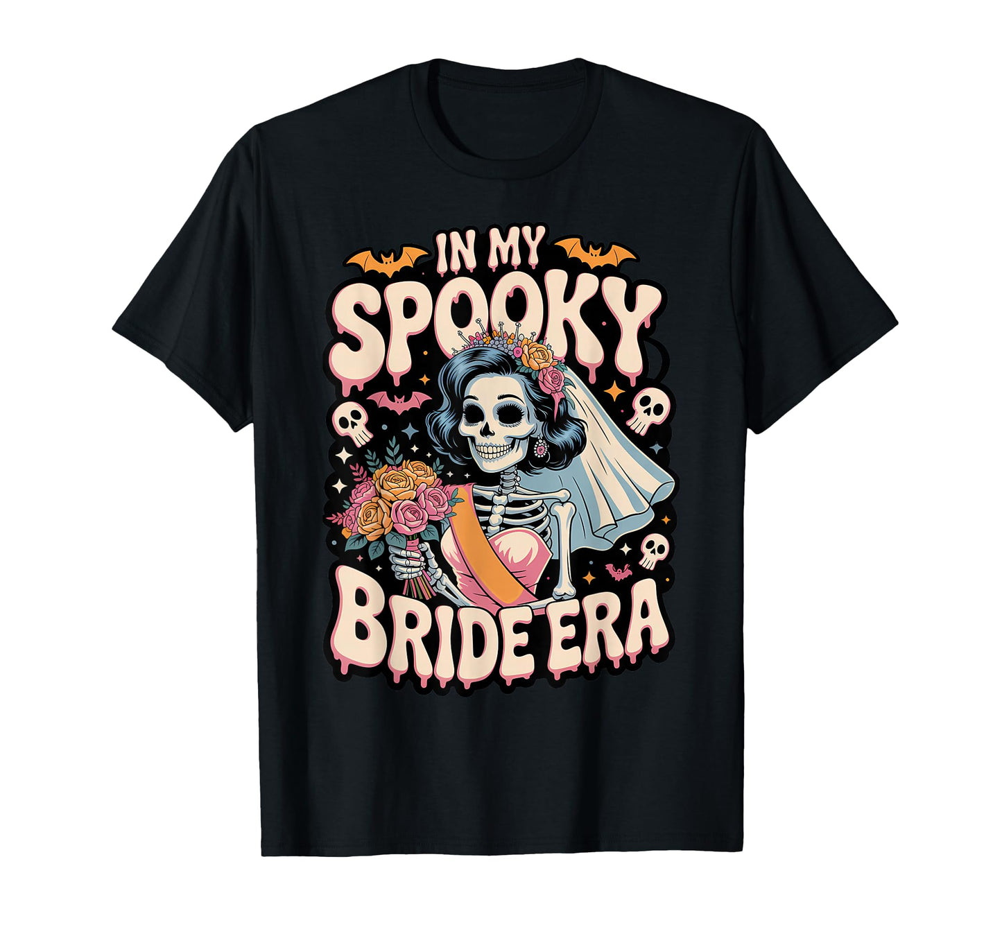 in My Spooky Bride Era Halloween Skeleton Wedding Bride T-Shirt