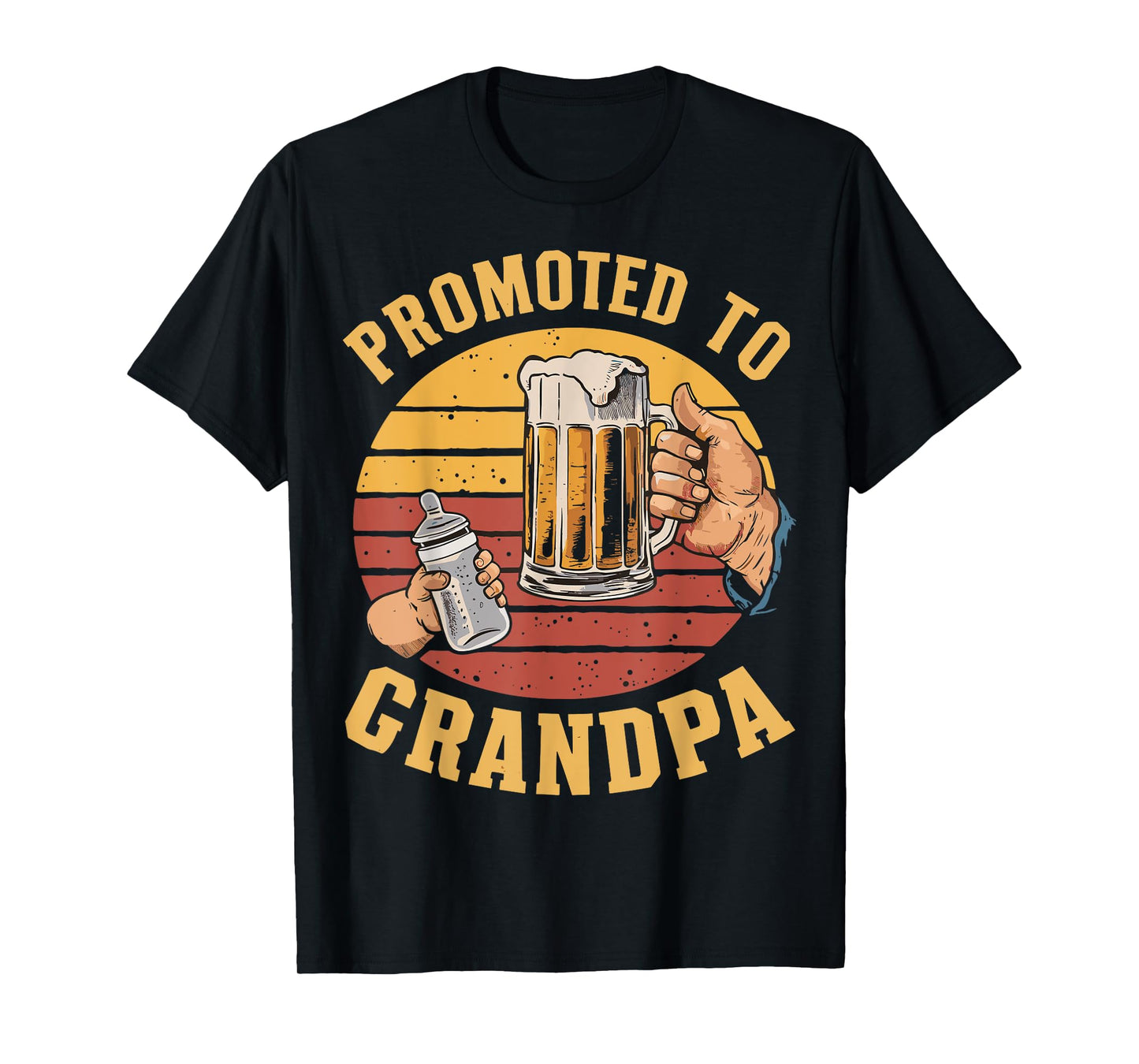 Promoted to Grandpa - Retro Grandparents Baby Announcement T-Shirt