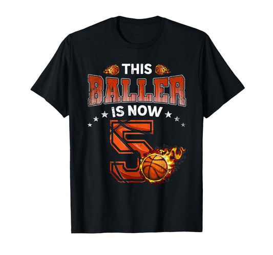 5th Birthday Boys Basketball Player Gifts 5 Years Old Kids T-Shirt