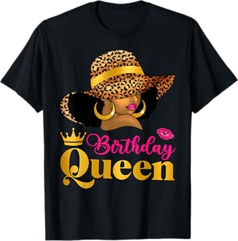 African American Afro Black Women It's My Birthday Queen T-Shirt