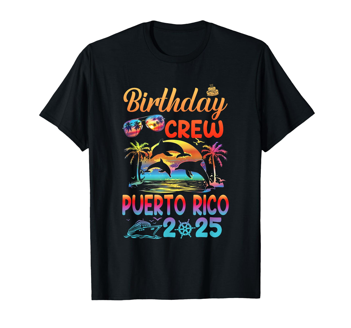 Puerto Rico Birthday Trip Summer Vacation 2025 Matching Group Unisex-Adults T-Shirt - Black, Small