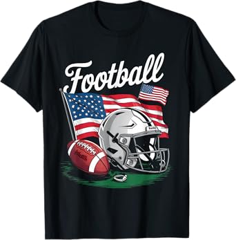 Funny Football 4th of July Men USA American Flag Boys Kid T-Shirt