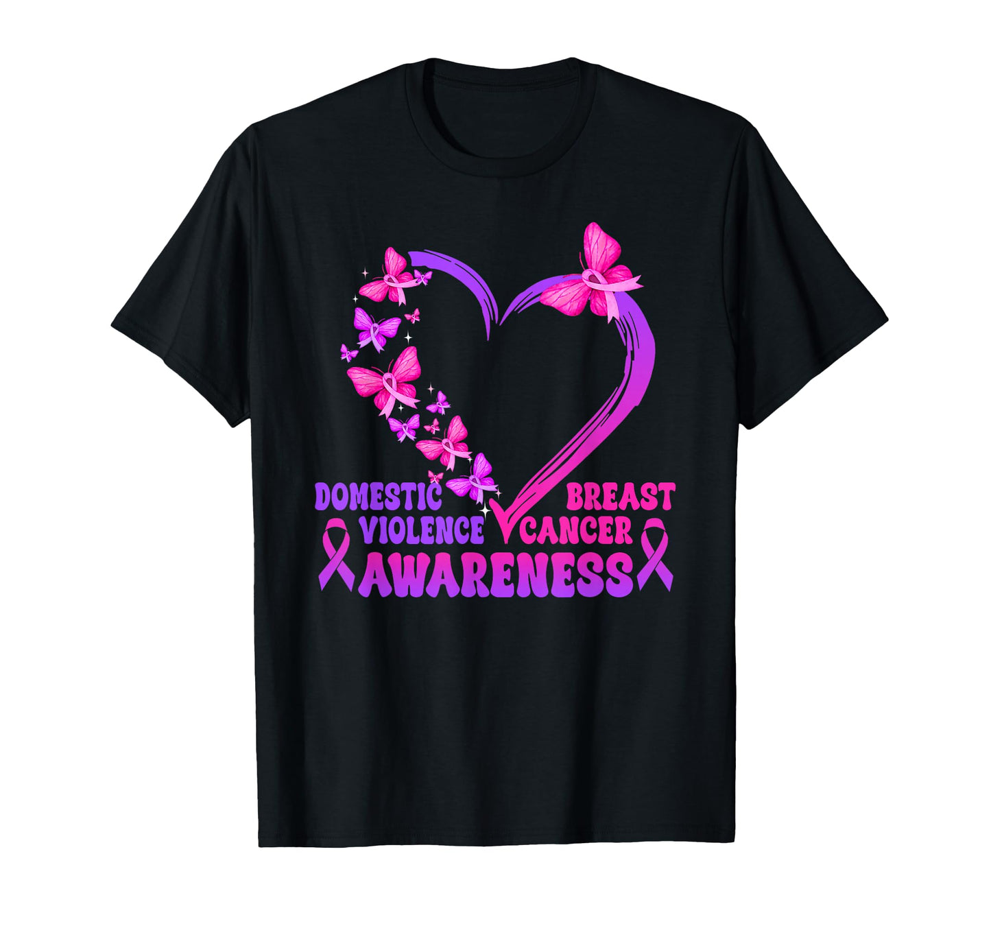 Breast Cancer and Domestic Violence Awareness Heart T-Shirt