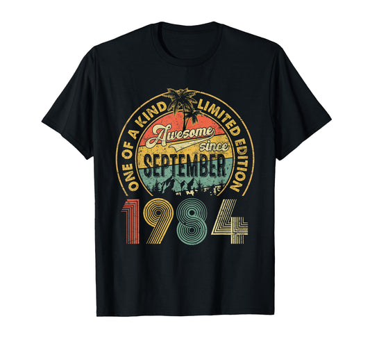 40 Years Old Vintage Retro September 1984 Birthday Men Women T-Shirt