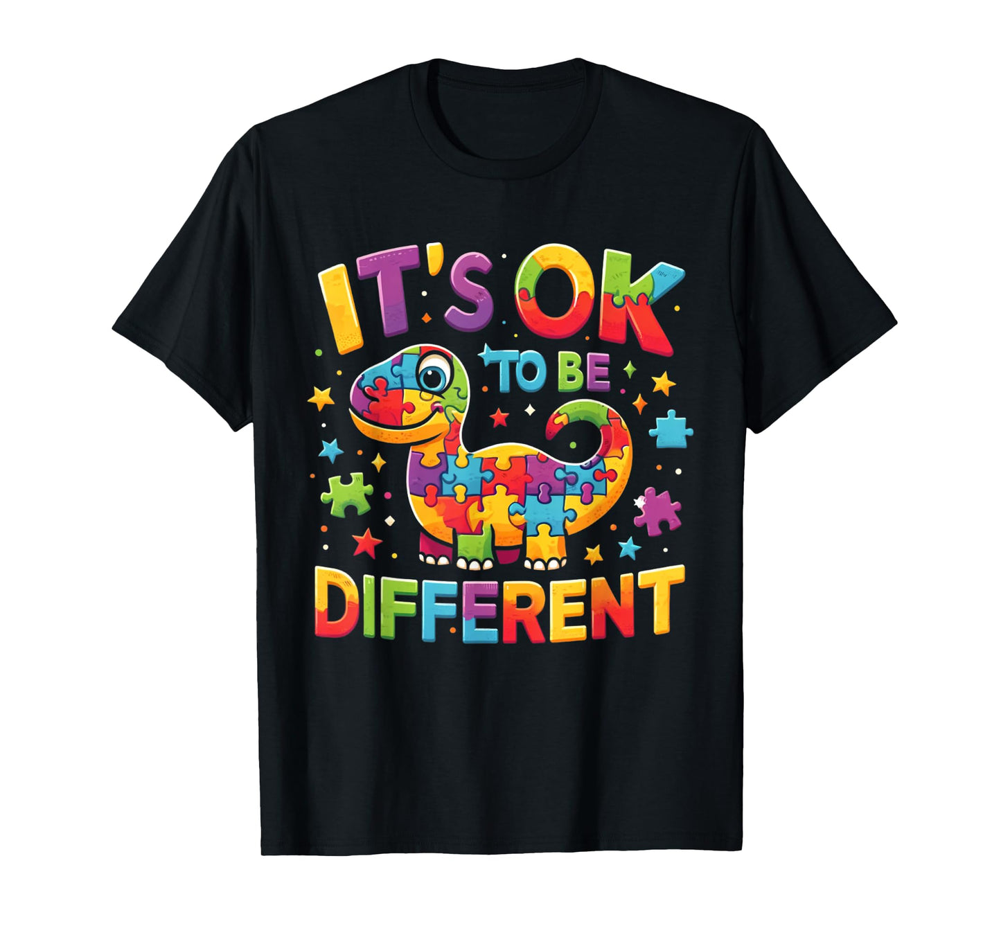 Its Ok To Be Different Autism Awareness Cute T Rex Dinosaur T-Shirt