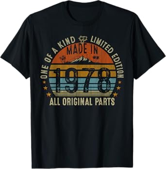 47th Birthday Gifts Men Women Vintage 1978 Original Parts T-Shirt
