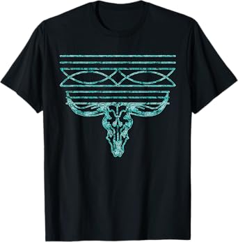Retro Western Turquoise Boot Stitch Rodeo Cowgirl Womens T-Shirt