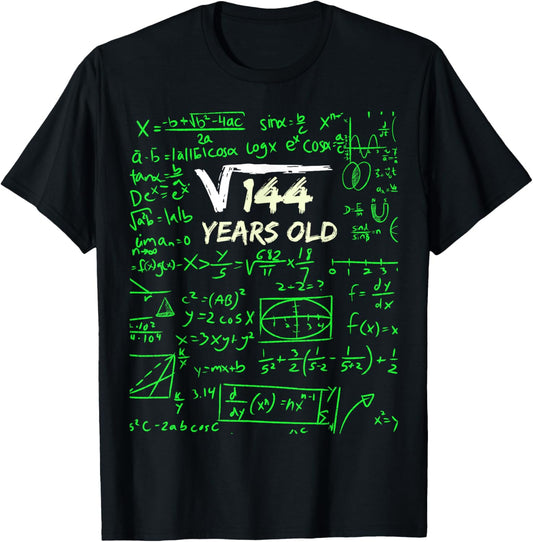 Square Root of 144 | 12th Birthday 12 Years Old Gift T-Shirt