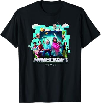 A Minecraft Movie Adventure Gang Main Characters Group Shot T-Shirt