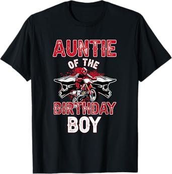 Auntie Of The Birthday Boy Motocross Dirt Biker Family T-Shirt