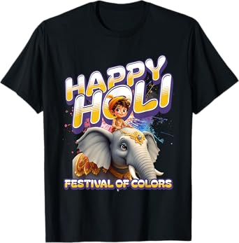 Happy Holi Elephant Festival Of Colors Hindu Spring Boys T-Shirt