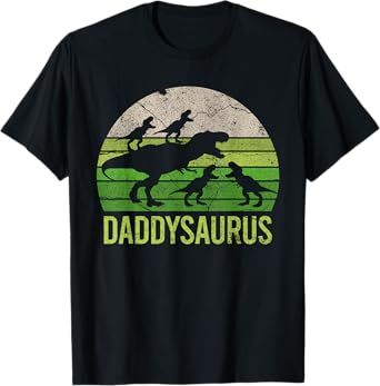 Daddysaurus 4 four kids Vintage Christmas Gift Fathers Day T-Shirt