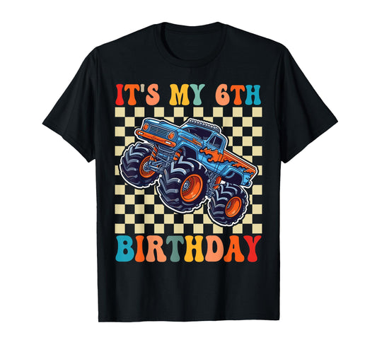 6 Years Old Boy Girl It's My 6th Birthday Boys Monster Truck T-Shirt