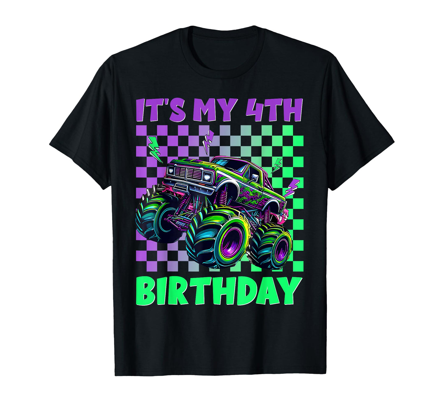 Funny It's My 4th Birthday Boy Monster Truck Boys Girls Kids T-Shirt