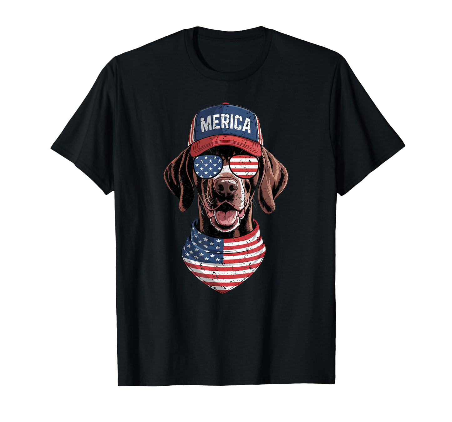 Merica GSP Dog 4th of July US American Flag USA Patriotic Men Women Kids T-Shirt