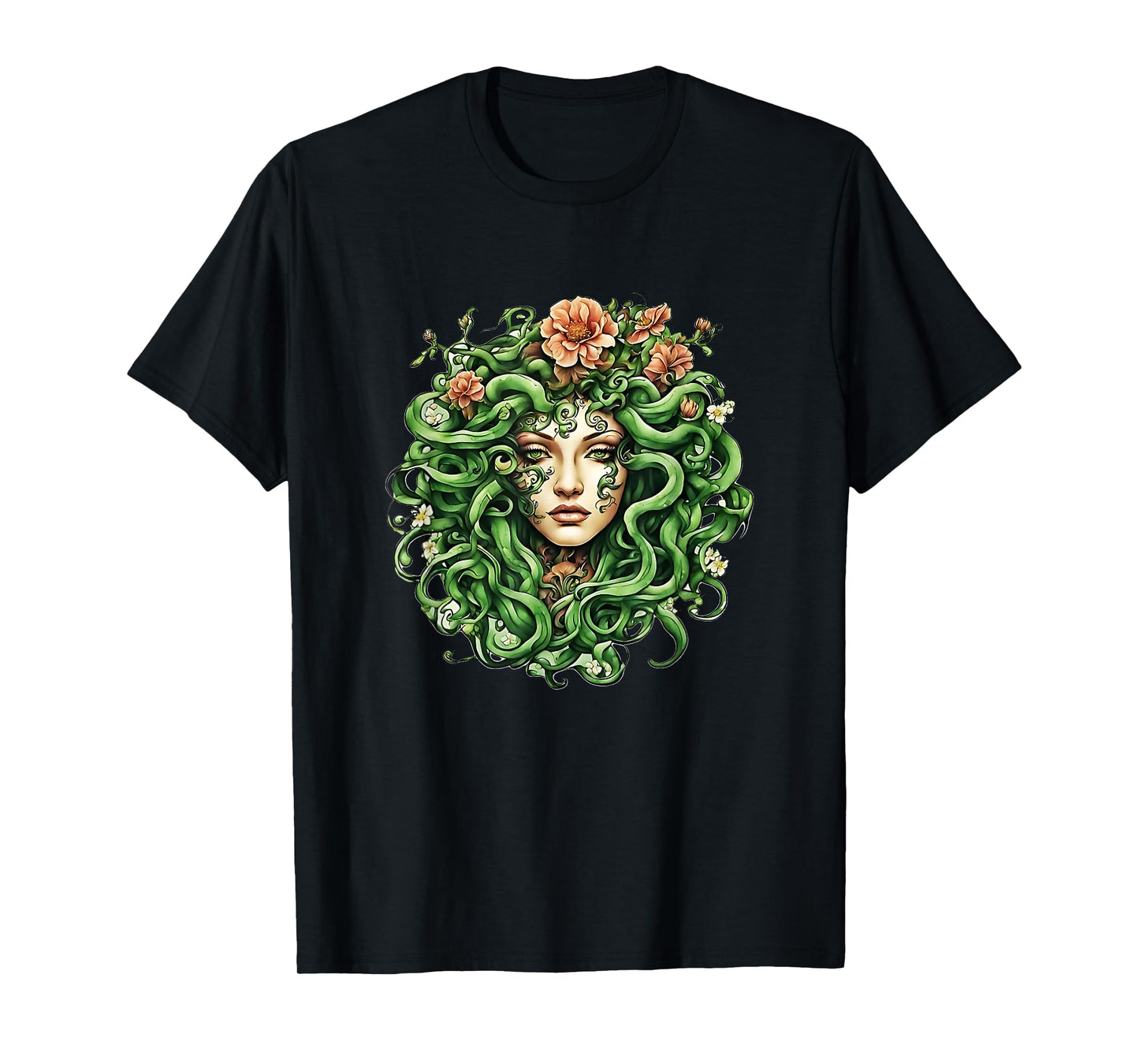 Head of Medusa with flowers Gift Men Women T-Shirt