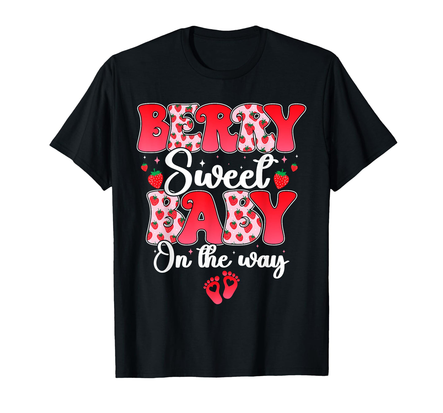 Berry Sweet Baby On The Way Strawberry Pregnancy Gender T-Shirt