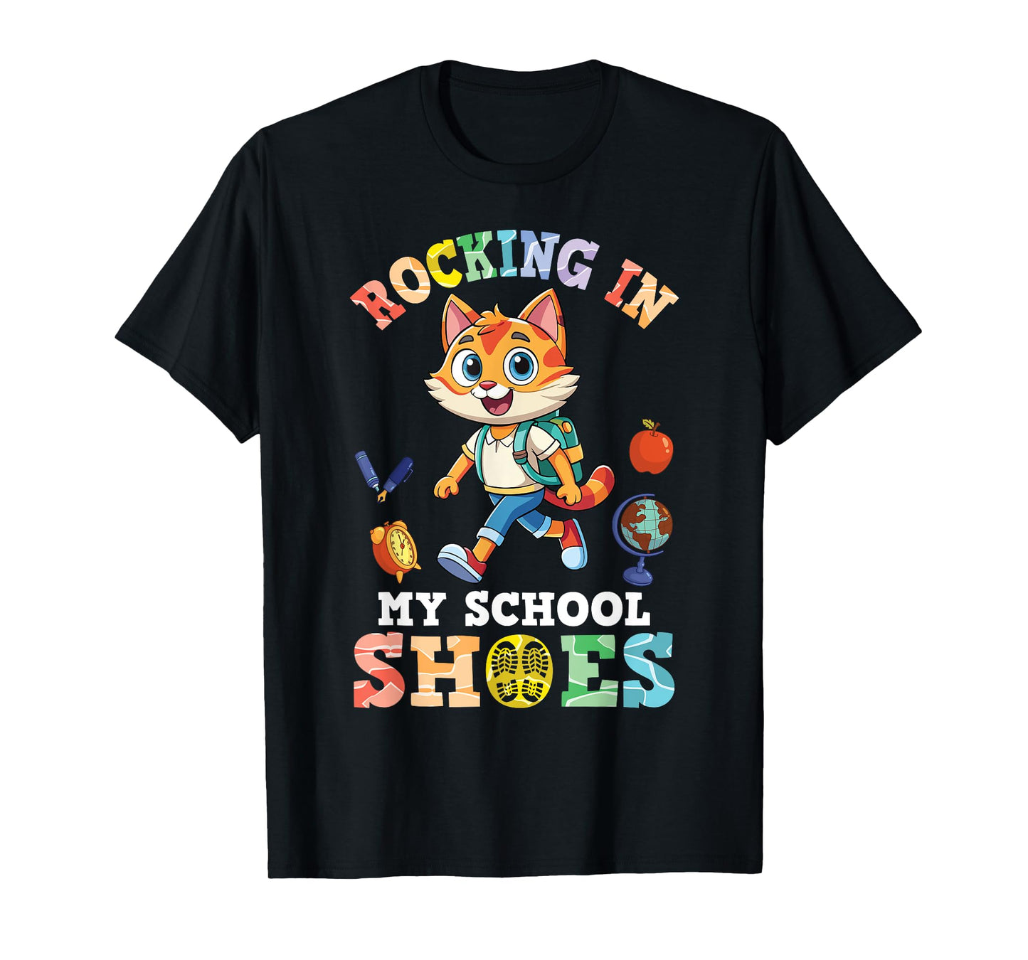 Rocking In My School Shoes With Cute Backpack Cat Back To T-Shirt