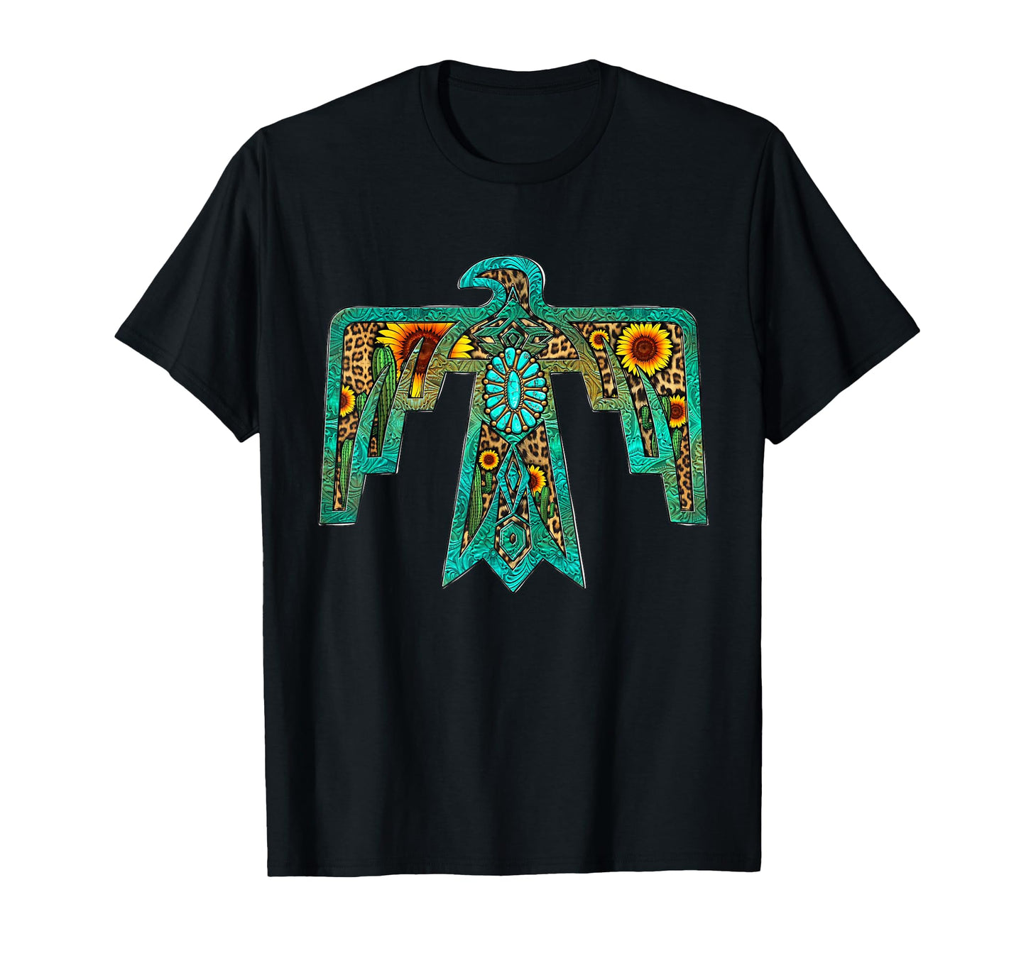 Western Southern Native American Thunderbird Sunflowers T-Shirt