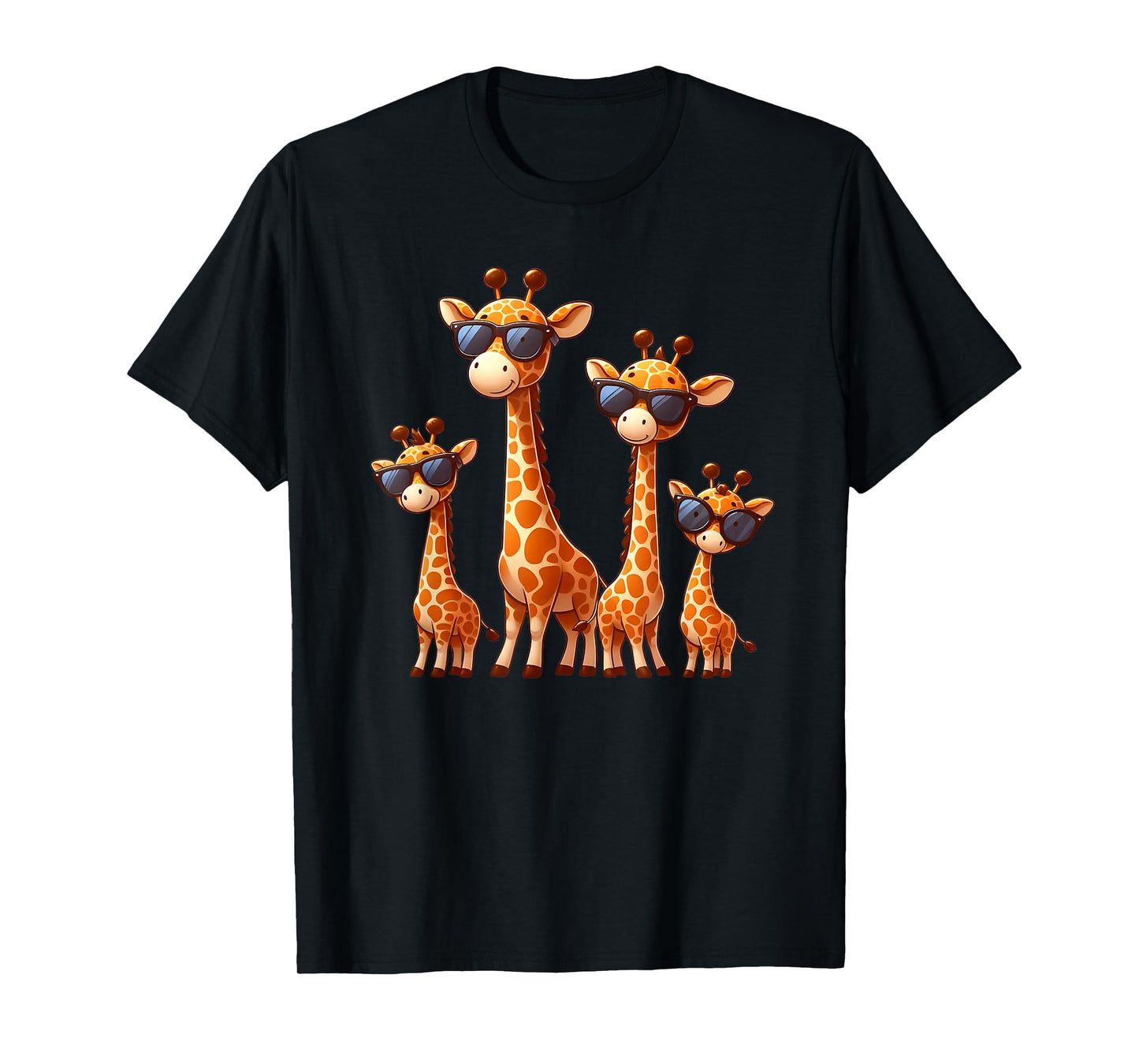 Giraffe Family Sunglasses Safari Zoo Lover Cartoon Giraffes T-Shirt