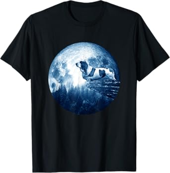 Basset Hound Dog Moon Dog Mom Dad Women Men Dog Lovers T-Shirt