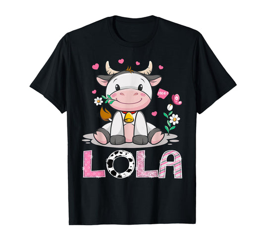 Lola Cute Cow Moo Moo Farmer Birthday Family Matching T-Shirt