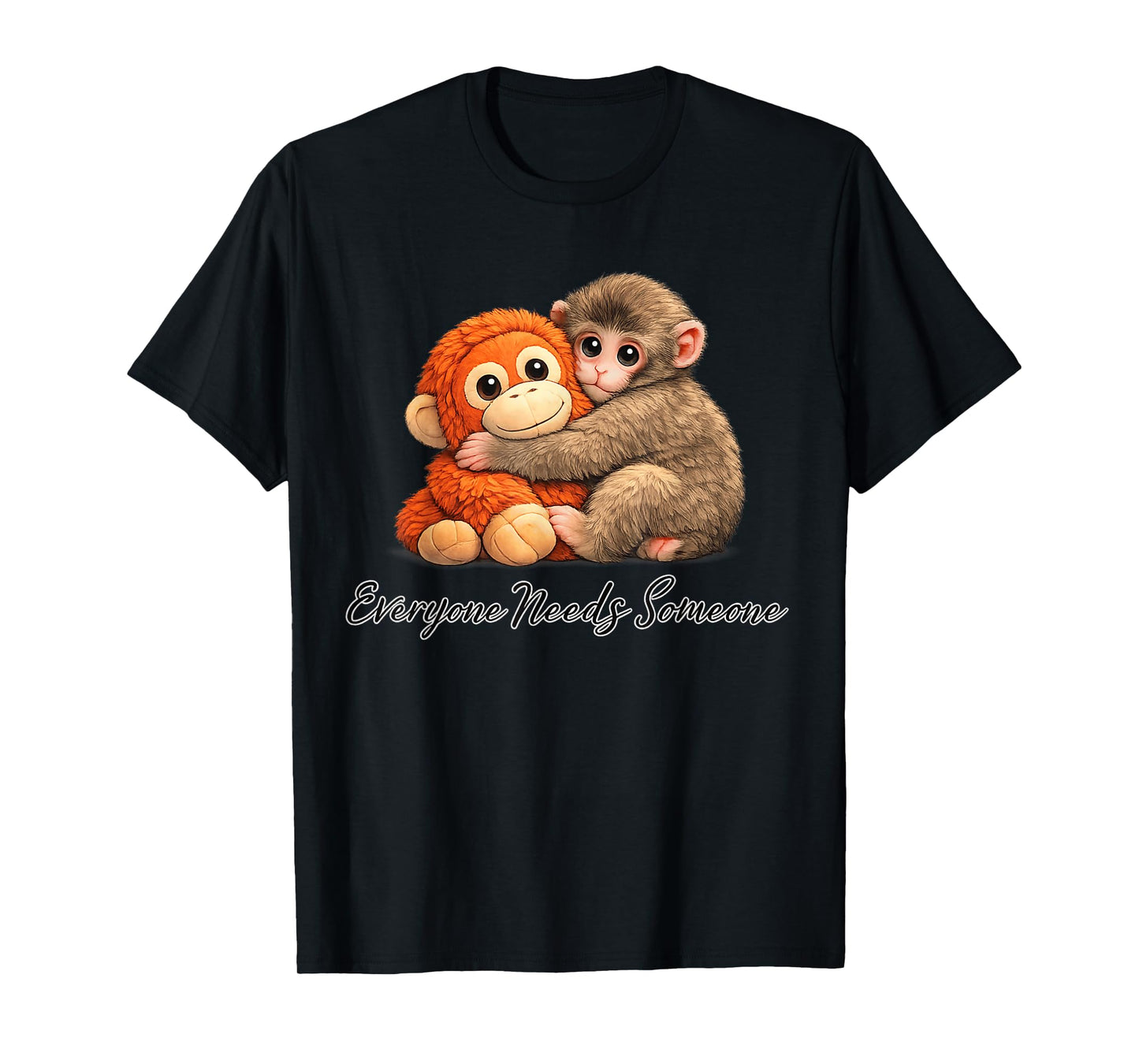 Cute Baby Monkey Punch Plush Hugging T-Shirt