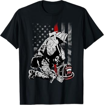Fireman American Flag Shirt Thin Red Line Firefighter USA T-Shirt