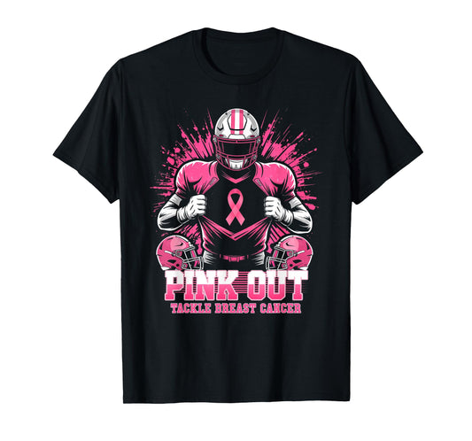 Pink Out Tackle Breast Cancer Awareness American Football T-Shirt
