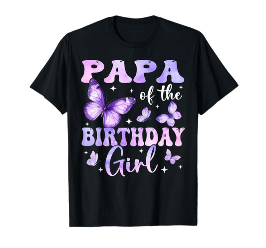 Papa of The Birthday Girl Butterfly Family Matching T-Shirt