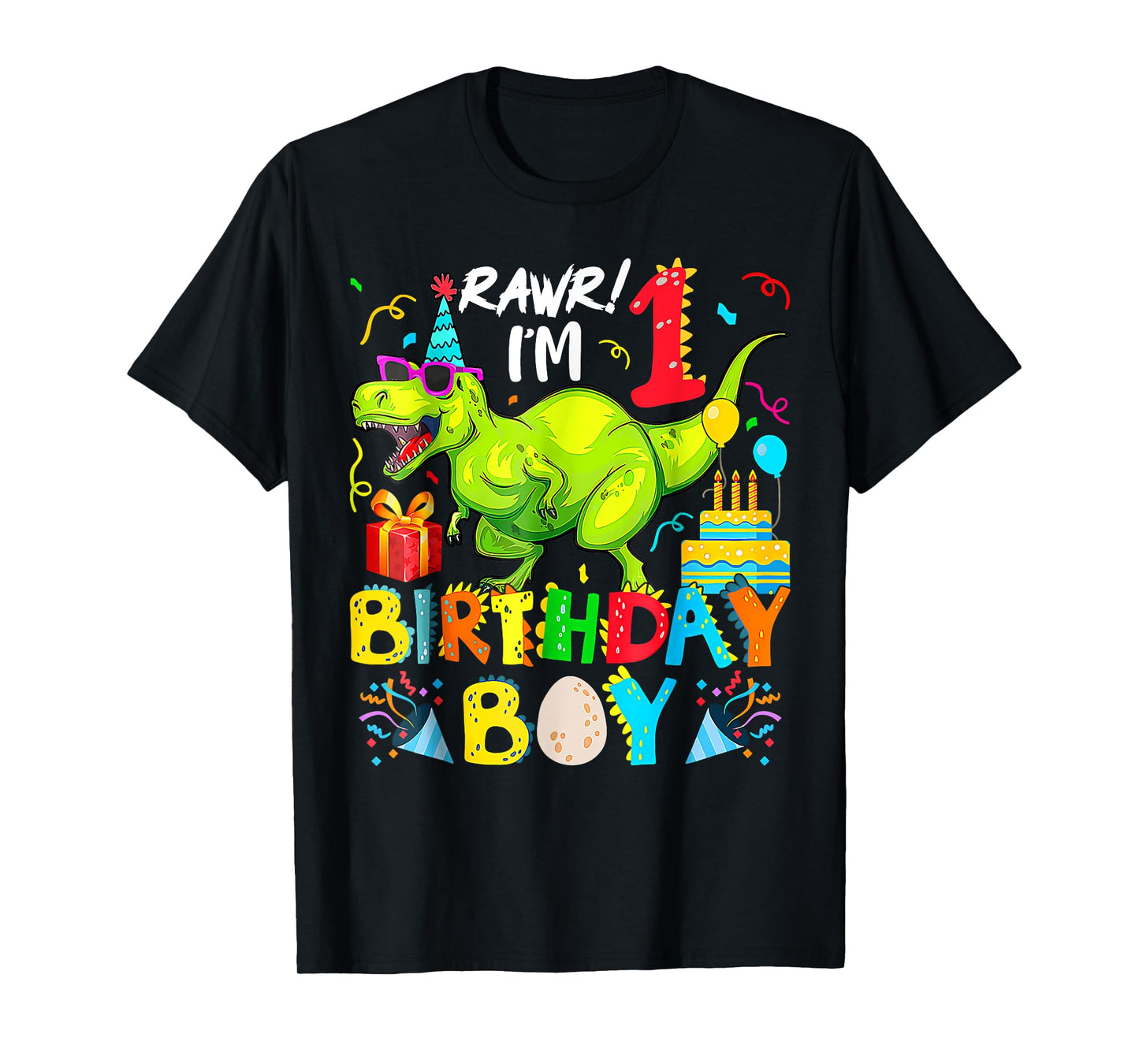 Rawr I'm 1St Birthday Boy Dinosaur T-Rex 1 Years Old T-Shirt
