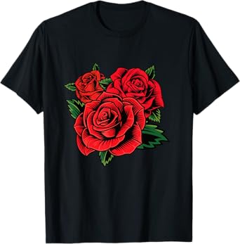 Cute Red Roses Flower Gardening Red Roses Flower Valentines T-Shirt