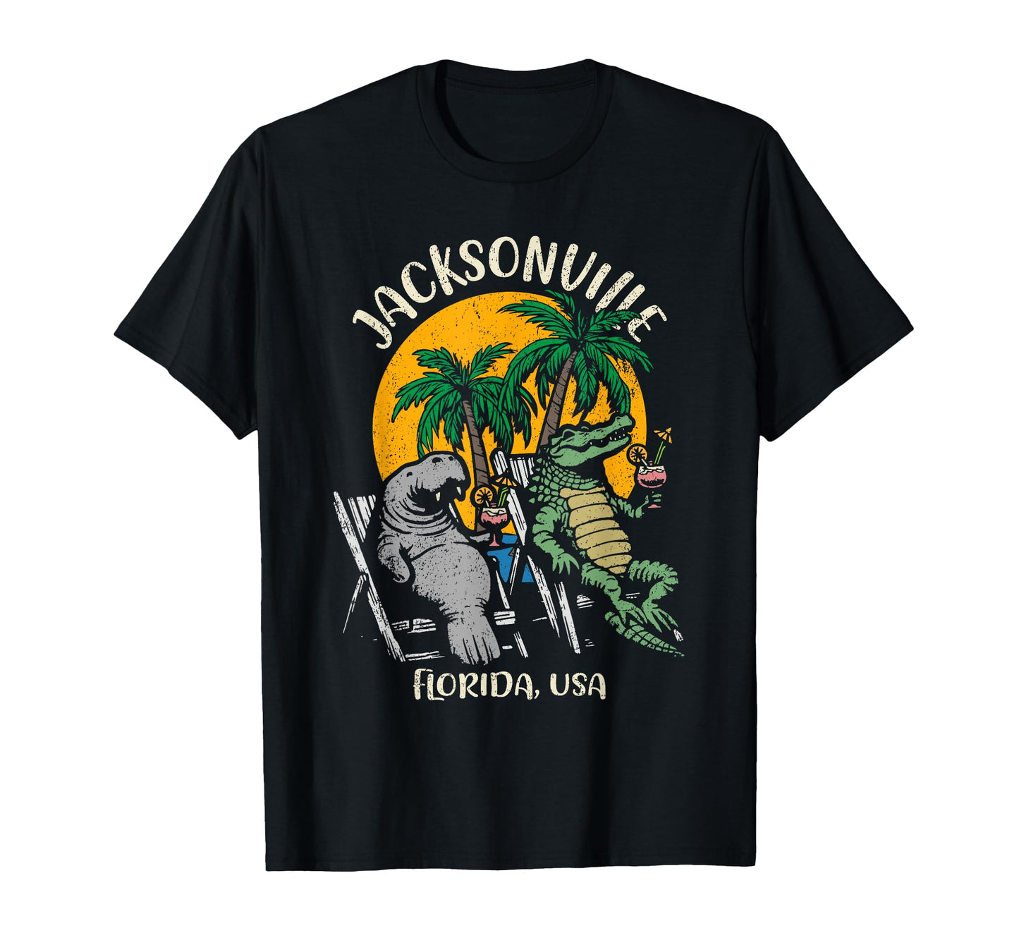 Jacksonville Florida USA Funny Manatee and Alligator Design T-Shirt