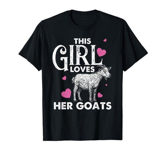 Cool Country Livestock Farm Kids Crazy Goat Lady Funny Goat Gift For Women Girls Animal Farming Farmer Lovers T-Shirt