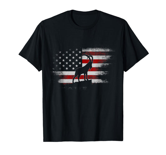 Ibex Animal 4th Of July USA Flag America Vintage Patriotic T-Shirt for Women Kids Men