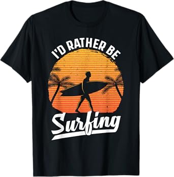Cool Surf Art For Men Women Surfing Retro Surfer Sunset T-Shirt