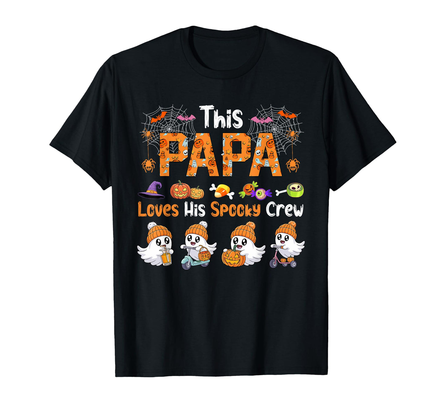 Papa Loves His Spooky Halloween Crew Group Funny Boos T-Shirt