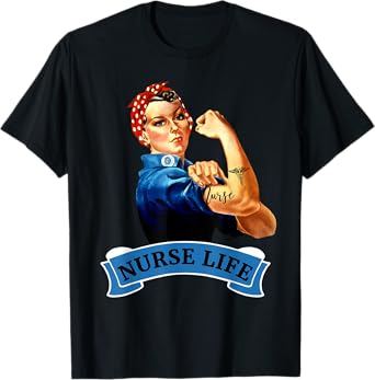 Rosie the Riveter Vintage Nurse Life RN Appreciation Gift T-Shirt