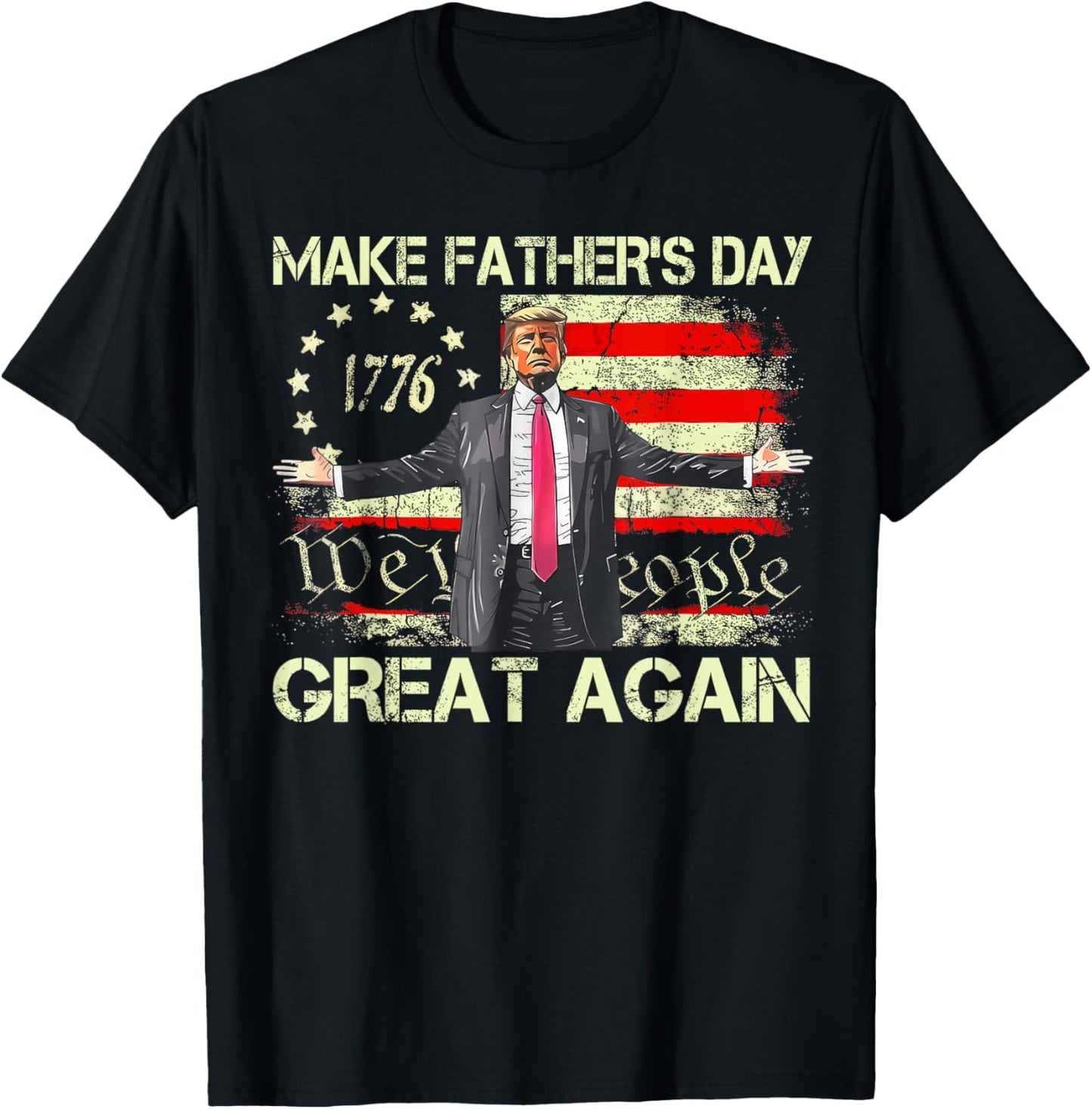 American Flag Trump Make Father's Day Great Again Vintage T-Shirt